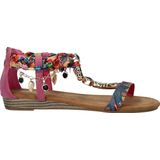 Dolcis - Sandalen - Zomer - Textiel met Satin-Look en Imitatieleer