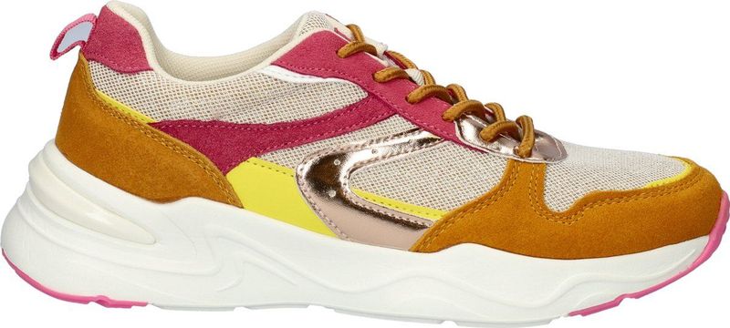 Dolcis - Dames Sneakers - Suède - Chunkyzool - Gewatteerde Hielkap - Glitterdraad