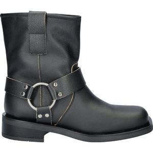 Nelson - Dames Biker Boot - Zwart - Leer - Rubberen Zool - Western-Style