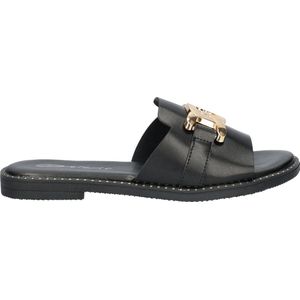 Dolcis - Dames Slipper - Zwart - Imitatieleer - Chain Detail