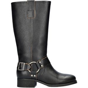 Nelson Leren Bikerboots Zwart