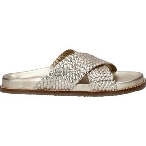 Nelson - Dames Slipper - Metallic - Gevlochten Leer - Gouden Coating