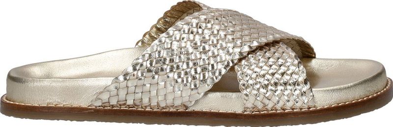 Nelson - Dames Slipper - Metallic - Gevlochten Leer - Gouden Coating
