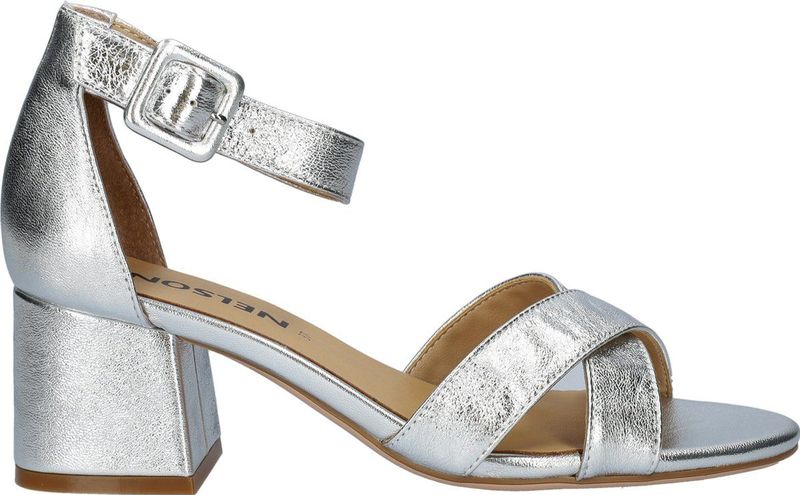 Nelson - Dames Sandaal - Metallic - Gladleer - Verstelbare Enkelband