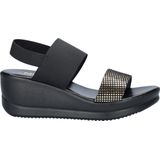 Nelson - Dames Sandaal - Zwart - Imitatieleer - Elastische Band