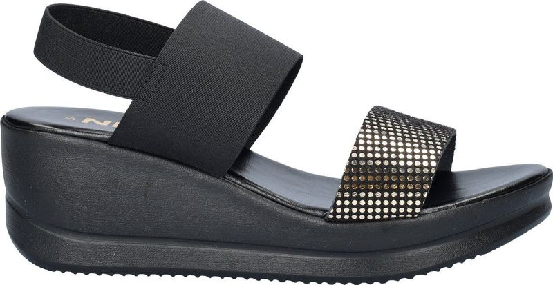 Nelson - Dames Sandaal - Zwart - Imitatieleer - Elastische Band