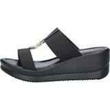 Nelson - Chunky Sandalen - Dames - Imitatieleren Voetbed - Rubber Sleehak 6 cm