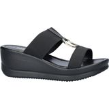 Nelson - Chunky Sandalen - Dames - Imitatieleren Voetbed - Rubber Sleehak 6 cm