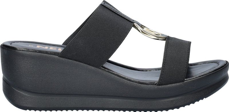 Nelson - Chunky Sandalen - Dames - Imitatieleren Voetbed - Rubber Sleehak 6 cm