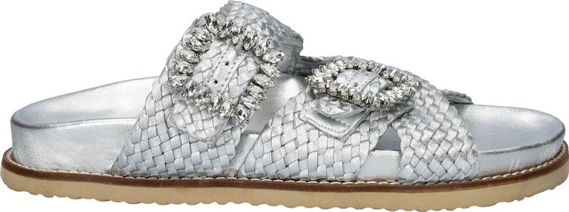 Nelson - Dames Slipper - Zilver - Leer - Verstelbare Banden