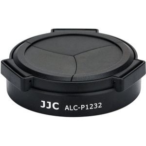 JJC Black/Silver Auto Lens Cap forPanasonic Lumix G Vario HD 12-32mm F3.5-5.6 Mega OIS Lens