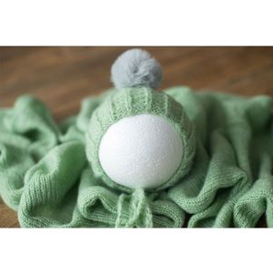 2 Stks/set Pasgeboren Fotografie Props Deken Wrap Wol Gebreide Deken Baby Hoed Neborn Photo Prop Schieten Studio Accessoires