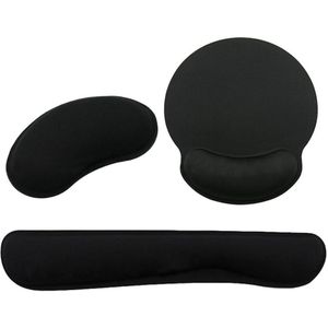 Muismat Set Toetsenbord Mat Siliconen Polssteun Antislip Anti-Wrijving Computer Randapparatuur Ondersteuning Kussen 3 Stuks