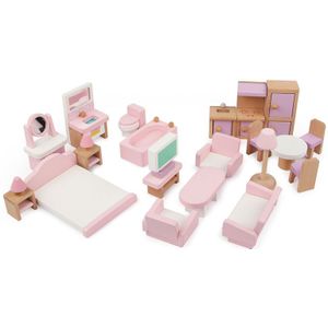 22pcs Miniatuur Meubels voor poppenhuis Houten poppenhuis Meubels set Educatief Pretend Play speelgoed Kinderen kids meisjes