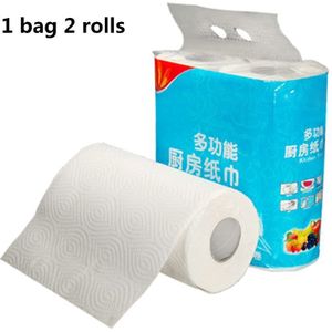 2 Rolls Schoonmaken Papier Keuken Doekjes Papier Weefsels Reliëf Verdikte Grote Hand