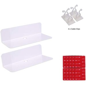 2-Packs Acryl Drijvende Muur Planken Luidsprekers Stand Muur Ruimte Kleine Display Plank Voor Schakelaar Smart Speaker Met Kabel clips