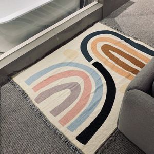 Regenboog Gooi Deken Met Fringe Abstract Geometrische Patroon Sofa Decoratieve Opknoping Wandtapijten Dekens Tapijt Home Decor