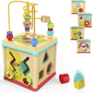 2-6 Jaar Oude Houten Kleurrijke Kralen Speelgoed Kinderen Baby Onderwijs Puzzel Intellectuele Speelgoed Multifunctionele Vier Zijden Schat Borst