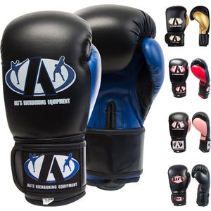 Ali's Fightgear BT GO - Premium Bokshandschoenen Zwart/Blauw 6 oz XS/S - Perfect voor Boksen, Kickboksen & Thaiboksen - bokshandschoenen kinderen - bokshandschoenen heren - bokshandschoenen dames - kickboks handschoenen - bokshandschoenen 12 oz