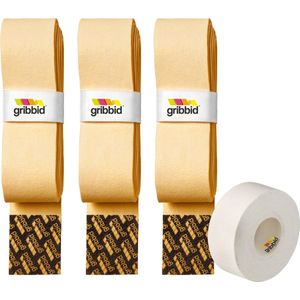 Gribbid Progrip - Hockey Grip - Zeempje - Geel - The Original Dutch Chamois - 3pack + softtape
