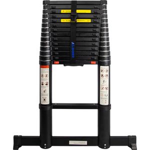 ALDORR Professional 4,80M Telescopische Ladder van Hoogwaardig Aluminium met Stabilisatiebalk - Multifunctionele Ladder - Draagvermogen tot 150 kg - Soft-close Systeem - Veilig en Betrouwbaar (EN131)