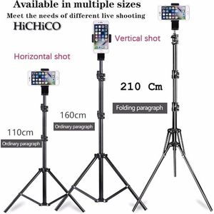 Smartphone Tripod, Camera Statief 210 Cm + Telefoonhouder, 360 ° Draaigreep horizontaal en Bluetooth Remote Shutter – HiCHiCO