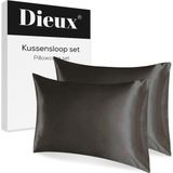 Dieux® - Luxe Satijnen Kussensloop - Zwart - Set van 2 - Anti Allergisch