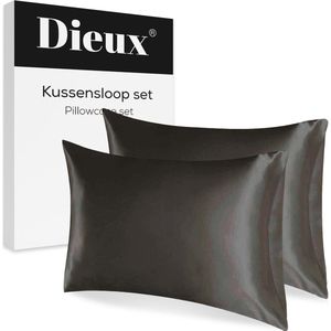 Dieux® - Luxe Satijnen Kussensloop - Zwart - Set van 2 - Anti Allergisch