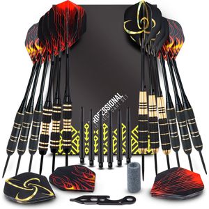 Lumora - Professionele Dartpijlen Set van 12 stuks - 19 gram, 23 gram en 24 gram - Shafts, Dart Flights en Puntslijper - Darts met Extra Onderdelen - Cadeau voor Man