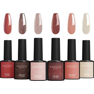 Moods Gellac 6-delige Set - Gellak Starterspakket - Gel Nagellak - 8ML - Love Story - Gellac - Nagels - Chique Kleuren