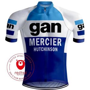 Retro Wielershirt Gan Mercier Blauw - REDTED