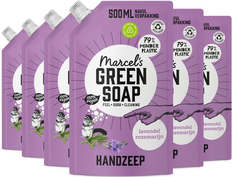 Marcel's Green Soap - Handzeep - Lavendel en Rozemarijn - Navulzak 250ml