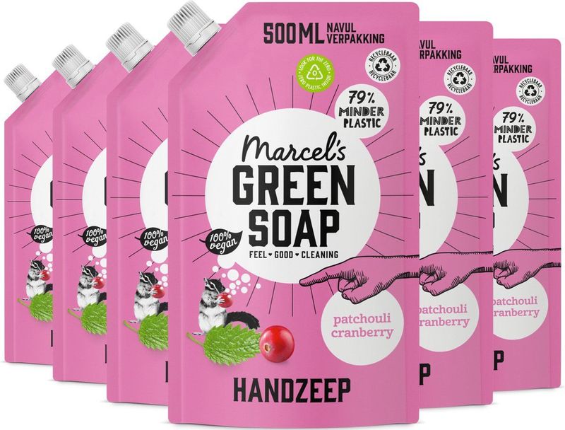 Marcel’s Green Soap - Handzeep - Patchouli & Cranberry - Navul Stazak 500 ml