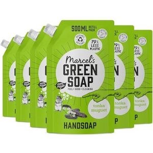 6x Marcel's Green Soap Handzeep Tonka & Muguet Navul Stazak 500 ml
