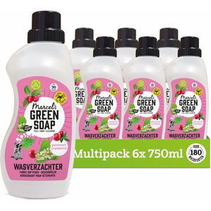 6x Marcel's Green Soap Wasverzachter Patchouli & Cranberry 30 Wasbeurten 750 ml
