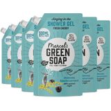 6x Marcel's Green Soap Douchegel Navulling Mimosa & Zwarte Bes 500 ml
