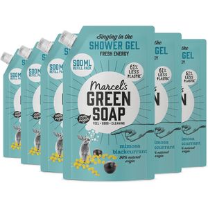 6x Marcel's Green Soap Douchegel Navulling Mimosa & Zwarte Bes 500 ml