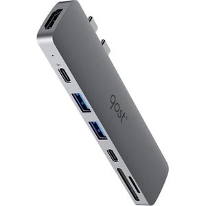 Qost - 7 in 2 USB C Hub - Geschikt voor Macbook Pro / Air- USB C naar HDMI - Thunderbolt 3 - USB 3.0 - Micro SD