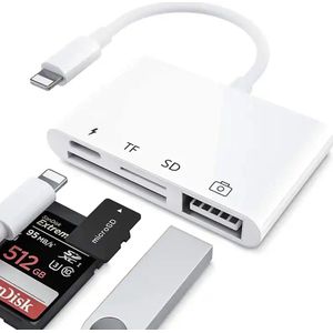 Qost- Lightning 4 in 1 Adapter - SD kaart Adapter - Micro SD - USB