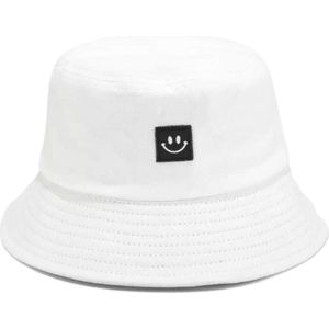 Bucket Hat Smiley - Hoedje Zonnehoed Vissershoedje - Wit