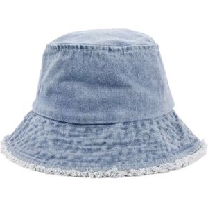 Hoed Denim - Maat M 58/60 Spijker Bucket Hat Dames Heren Katoen Vissershoed Brede rand Zonnehoed - Blauw