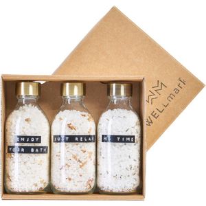Wellmark - Giftbox Badzout 3-delig - Helder Glas - Messing Dop
