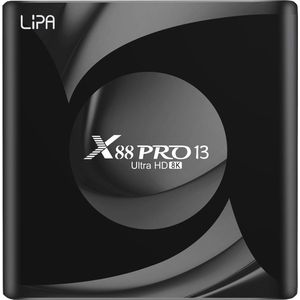 Lipa X88 Pro 13 Tv Box 4-64 GB Android 13 -Mediaplayer Met Kodi, Netflix en Playstore-8K decoder - Apps via Playstore en internet - Wifi en ethernet - Dolby geluid - Bluetooth