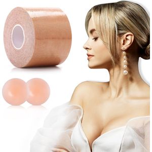 Phannie Boob Tape - Met 1 Paar Tepelcovers - Fashion Tape - BH Tape - Strapless Plak BH - Geen Bandjes - Nude - 5 Meter