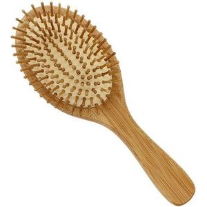 SUNMOOL Bamboe haarborstel - Hoofdhuid massage borstel - Haarborstel - Rond - Groot - 23.5 x 8.5cm