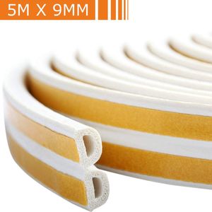 Simple Fix Tochtstrip - 5 meter x 9mm - Tochtband - Tochtstrips voor deuren - Tochtstopper - Tochtrol - Zelfklevend en Isolerend - D-profiel - Wit