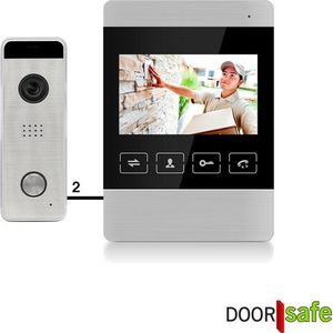 Doorsafe 7120 - camera deurbel en intercom - 2 draads van deurbel naar 4,3 inch scherm - opslag beelden op 16Gb SD-kaart - deuropener aansluitbaar