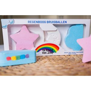 Kado kind - 2 grote Regenboog Bruisballen - Biologische Bruisbal - Badbom - Bathbombs Kado voor je liefde
