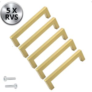 5X By MJM Handgreep Goud RVS - Handgreep Goud 128mm - Handgrepen - handgreep keuken - Meubelbeslag - handgrepen keukenkastjes - handgrepen kast - Keukengrepen Goud - Kastgrepen - Meubelgrepen - Deurgreep Goud - Dallas Serie