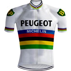 Retro Wielershirt Peugeot Regenboog - REDTED (M)